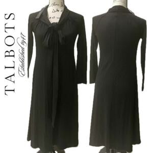 TALBOTS MAXI DRESS  FIT AND FLARE SIZE XS WOOL BLEND BLACK SOPHISTICATED CHIC